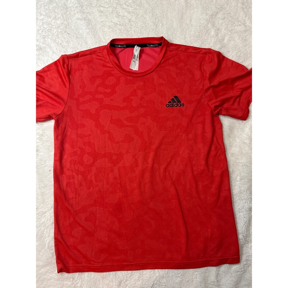 Adidas T-Shirt Mens Medium Red Good Camo Climalite Performance Gym Top